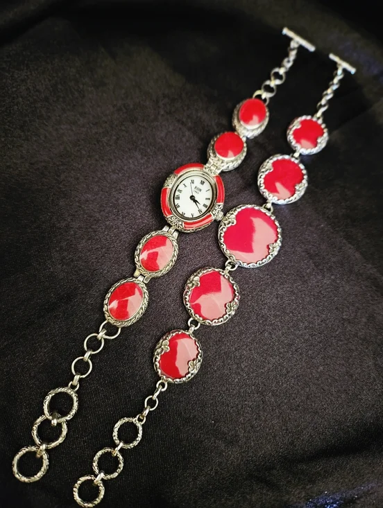 Eon 1962 Set, Sponge Coral Swiss Movement Watch And Bracelet in Sterling Silver - Picture 3 of 13
